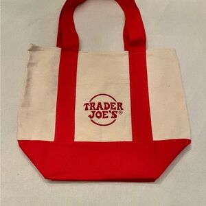 Trader Joe's Mini Tote Red Canvas